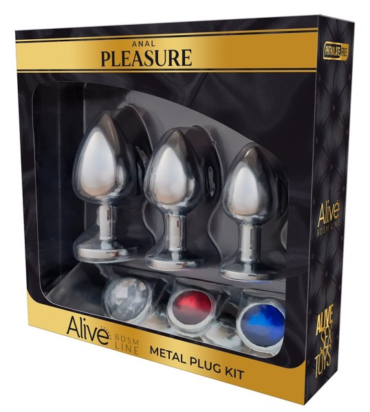 3-teiliges Set „Metal Plug Kit“ mit Schmuckstein-Analplugs aus Metall - vergleichen und günstig kaufen